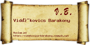 Vidákovics Barakony névjegykártya